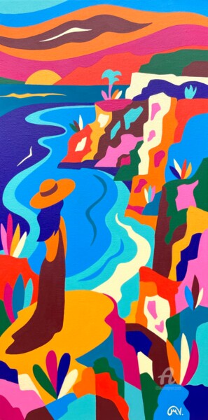 Pittura intitolato "LAGOS II" da Maguy Vaz (50nuancesdemarguerite), Opera d'arte originale, Acrilico Montato su Telaio per b…