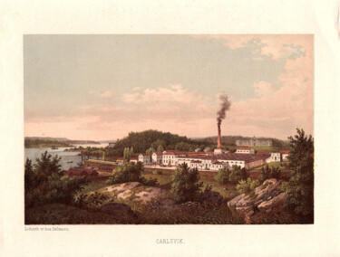 Printmaking titled "Carlsvik Factory" by Christian Envall, Original Artwork, Lithography