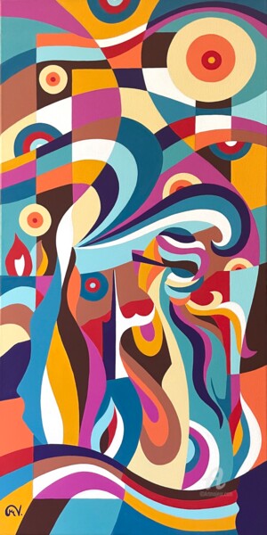 Schilderij getiteld "COSMIC VENUS II" door Maguy Vaz (50nuancesdemarguerite), Origineel Kunstwerk, Acryl Gemonteerd op Frame…