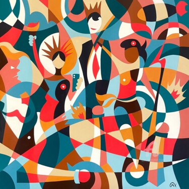 ECHEC ET POLITIQUE Pittura intitolato "ECHEC ET POLITIQUE" da Maguy Vaz (50nuancesdemarguerite), Opera d'arte originale, Acrilico Montato su Te…