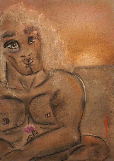Рисунок под названием "Man in love" - Olesya Nikolaeva, Подлинное произведение искусства, Пастель