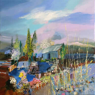 Painting titled "Ruillé" by Muriel Cayet, Original Artwork, Acrylic Mounted on Wood Stretcher frame