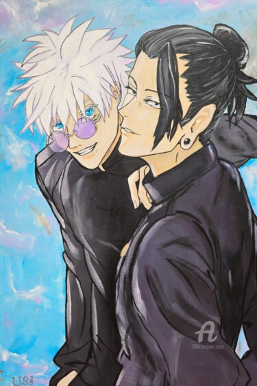 Unbreakable Bond – Gojo and Geto Anime Painting 绘画 标题为“Unbreakable Bond –…” 由Uliana Saiapina, 原创艺术品, 丙烯 安装在木质担架架上
