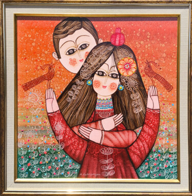 "Bound by Heart" başlıklı Tablo Armen Vahramyan tarafından, Orijinal sanat, Petrol Ahşap Sedye çerçevesi üzerine monte edilm…