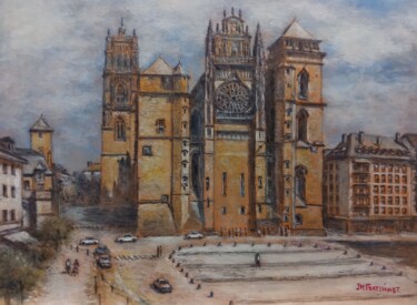 Peinture intitulée "La cathédrale de Ro…" par Jean-Marie Frayssinet, Œuvre d'art originale, Huile