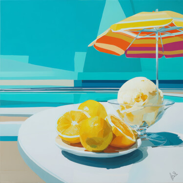 Ζωγραφική με τίτλο "My Summer 1" από Angelo Makula, Αυθεντικά έργα τέχνης, Ακρυλικό Τοποθετήθηκε στο Ξύλινο πάνελ
