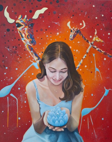 Pintura intitulada "Calineczka" por Jola Kitowska, Obras de arte originais, Óleo