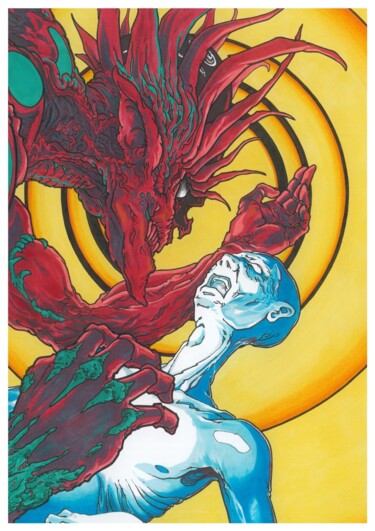 Rysunek zatytułowany „Fascination / Posse…” autorstwa Franck Renaud, Oryginalna praca, Marker