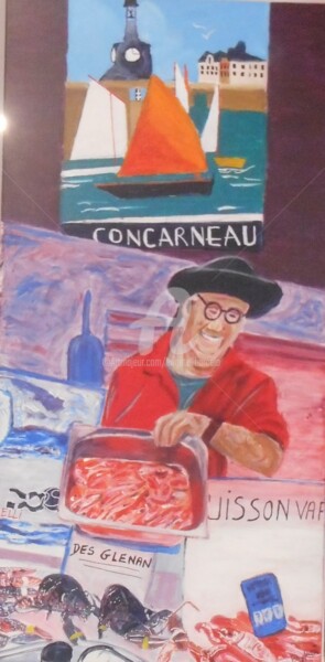 Peinture intitulée "Le poissonnier et s…" par Brigitte Barcelo, Œuvre d'art originale, Acrylique