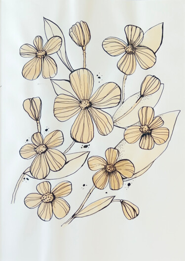 Flowers - graphics Schilderij getiteld "Flowers - graphics" door Daridizain.Art, Origineel Kunstwerk, Inkt