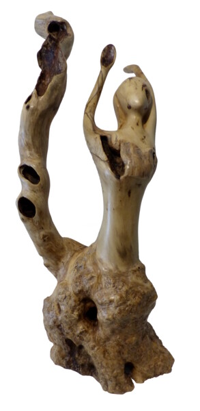 Scultura intitolato "Origines" da Claude David, Opera d'arte originale, Legno