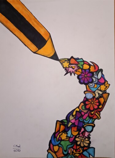 Drawing titled "La matita" by Chiara Miccoli, Original Artwork, Marker