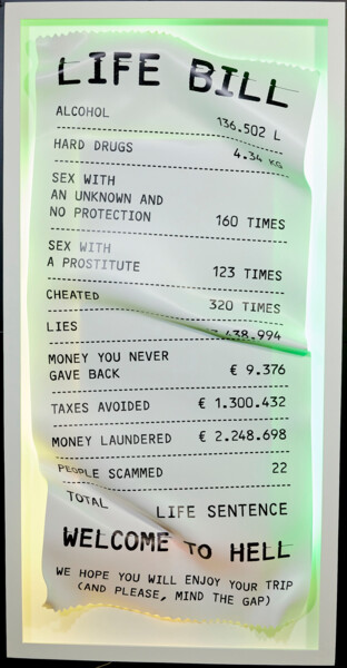 Painting titled "Life Bill" by Ghost Art, Original Artwork, Resin Mounted on Aluminium