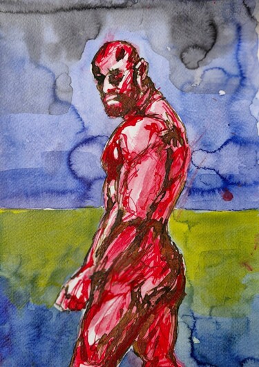 "series of men 4" başlıklı Tablo Adrian Grove tarafından, Orijinal sanat, Mürekkep