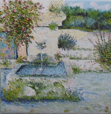 Painting titled "Fontaine de Saignon" by Bruno Gauclain, Original Artwork, Oil