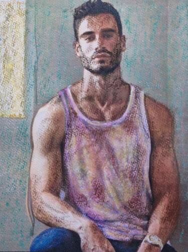 Peinture intitulée "introspect" par Adrian Grove, Œuvre d'art originale, Pastel