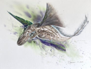 Flying fish, original watercolor