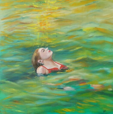 Painting titled "Entre deux mondes" by Catherine Maury, Original Artwork, Oil Mounted on Wood Stretcher frame