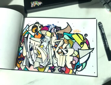 Schilderij getiteld "Géométrie" door Krökz, Origineel Kunstwerk, pigmenten