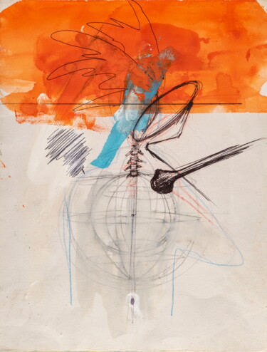 Schilderij getiteld "THE BLUE ONE" door Et Aleece, Origineel Kunstwerk, Gouache