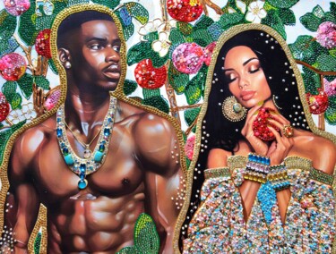 Ζωγραφική με τίτλο "Black Adam and Eve" από Bast, Αυθεντικά έργα τέχνης, Ακρυλικό