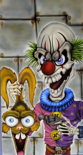 "Clown déjanté" başlıklı Tablo Daniel Vander Elst (DV Tattoo Art) tarafından, Orijinal sanat, Hava fırçası