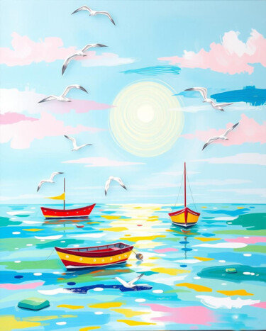 Painting titled "Seaside Symphony" by Sanja Jancic, Original Artwork, Acrylic