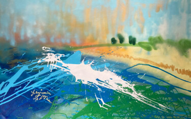 Pintura titulada "Beach In The Summer…" por Benjamin L.M., Obra de arte original, Acrílico