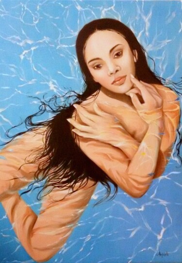 绘画 标题为“Dance in the water” 由Anna Rita Angiolelli, 原创艺术品, 油 安装在木质担架架上