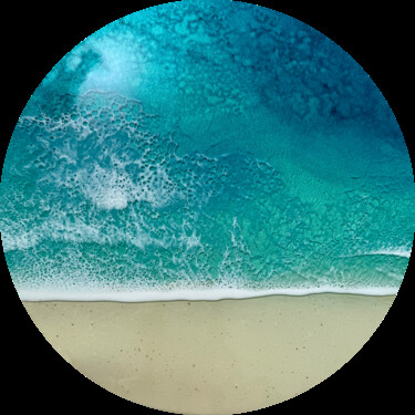 绘画 标题为“Round ocean #104” 由Ana Hefco, 原创艺术品, 丙烯 安装在木板上