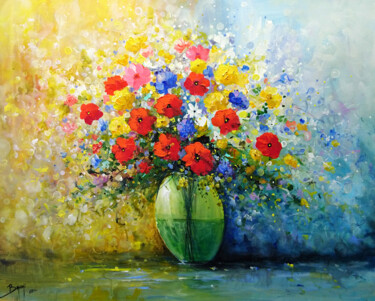 "Brassée de fleurs" başlıklı Tablo Eric Bruni tarafından, Orijinal sanat, Akrilik Ahşap Sedye çerçevesi üzerine monte edilmiş