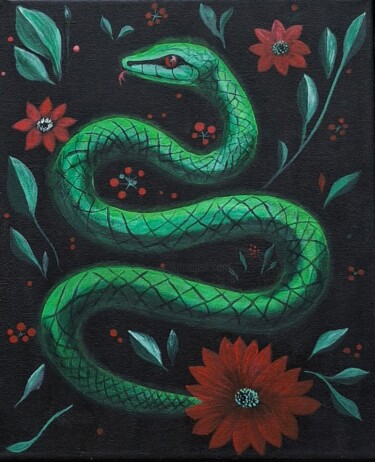 Silent venom Картина под названием "Silent venom" - Oleksandra Morhun, Подлинное произведение искусства, Акрил Установлен на Деревянная р…