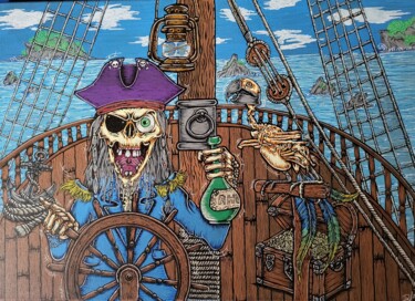 "Pirate disparu" başlıklı Tablo Daniel Vander Elst (DV Tattoo Art) tarafından, Orijinal sanat, Akrilik