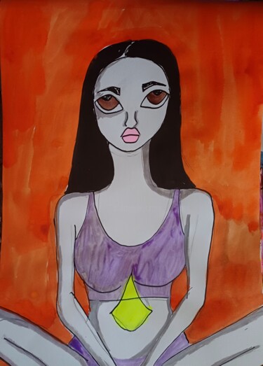 图画 标题为“Yoga lesson” 由Ashton Knighting, 原创艺术品, 墨