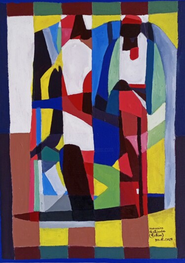 Pittura intitolato "Couple et dialogue 2" da Tchim, Opera d'arte originale, Acrilico