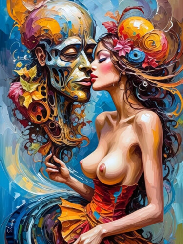 Arte digitale intitolato "elegy to Intimacy" da Si Levin, Opera d'arte originale, Immagine generata dall'IA Montato su artwo…