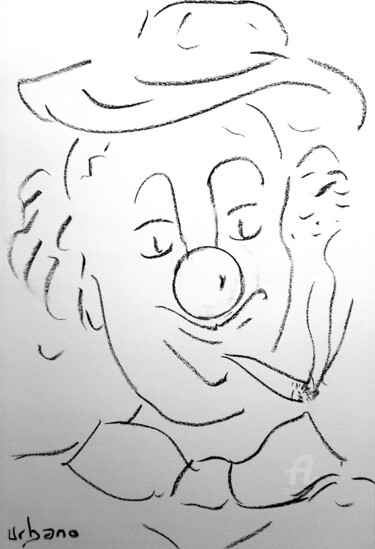 Tekening getiteld "Interdit au clown" door Roberto Urbano, Origineel Kunstwerk, Houtskool