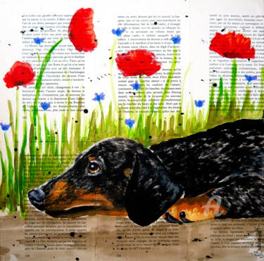 "Portrait Dachshund…" başlıklı Tablo Bazévian Delacapucinière tarafından, Orijinal sanat, Petrol Ahşap Sedye çerçevesi üzeri…