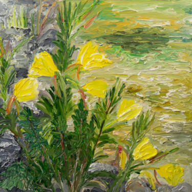 Pittura intitolato "Nachtkerzen" da Ute Meyer, Opera d'arte originale, Olio Montato su Pannello di legno