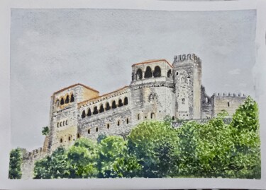 Schilderij getiteld "Castelo de Leiria –…" door São Vieira, Origineel Kunstwerk, Aquarel