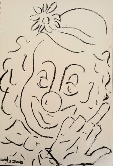 Tekening getiteld "Tous des comiques !" door Roberto Urbano, Origineel Kunstwerk, Houtskool