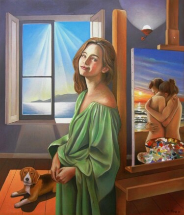 제목이 "Luce del mattino"인 미술작품 Antonio Pirozzi로, 원작, 기름 나무 들것 프레임에 장착됨