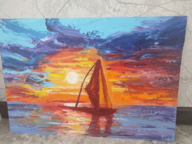 Painting titled "Ветер свободы" by Miroslava Sramova, Original Artwork, Oil Mounted on Wood Stretcher frame