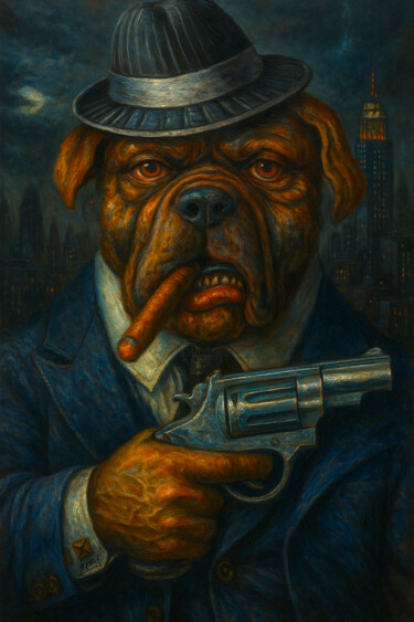 Ζωγραφική με τίτλο "Dog Man" από Spencer Derry, Αυθεντικά έργα τέχνης, Εικόνα που δημιουργήθηκε με AI