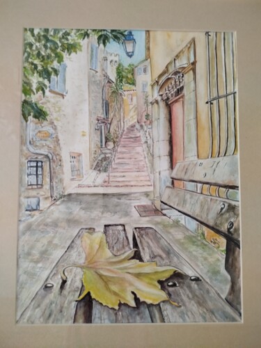 Pintura intitulada "Лист шелковицы на с…" por Marina Paro, Obras de arte originais, Aquarela