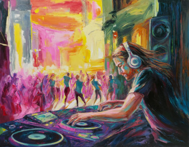「Neon pulse」というタイトルの絵画 Natalia Cherezovaによって, オリジナルのアートワーク, オイル
