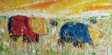 Ζωγραφική με τίτλο "RECOLTE DE RIZ..(I)" από Raphael Marras, Αυθεντικά έργα τέχνης, Λάδι