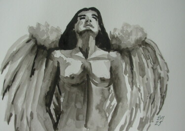绘画 标题为“Angel Ink Paper 6x8…” 由Elena Ivanova, 原创艺术品, 墨