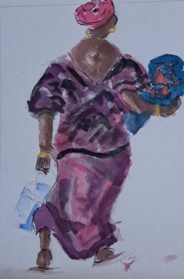Peinture intitulée "En route pour le ma…" par Jean Marc Bramy, Œuvre d'art originale, Aquarelle Monté sur Carton