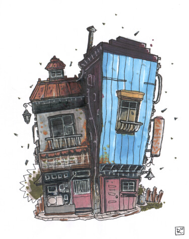 Old Houses 图画 标题为“Old Houses” 由Zaur Romanov, 原创艺术品, 标记